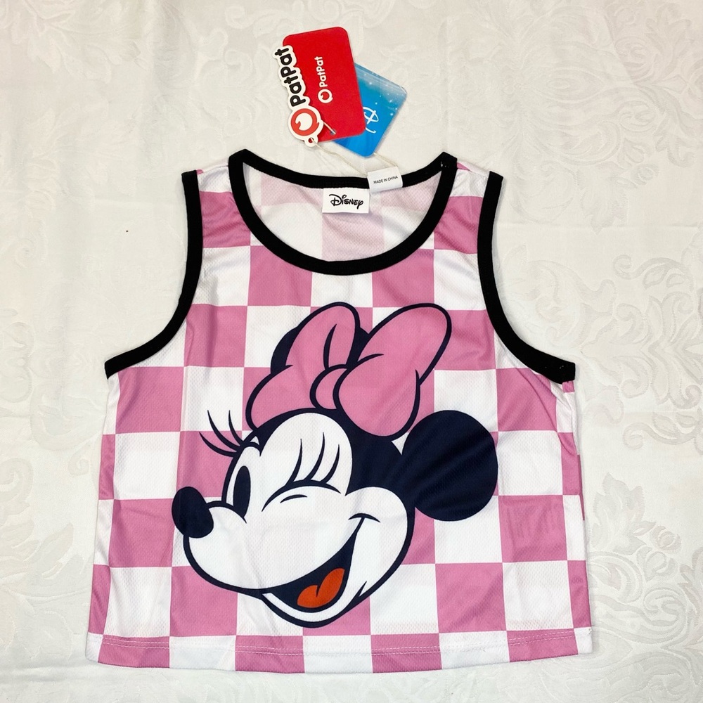 Disney Minnie 2pcs Girl Checkmate Grid pattern Sporty Vest and Leggings Set - Picture 9 of 11